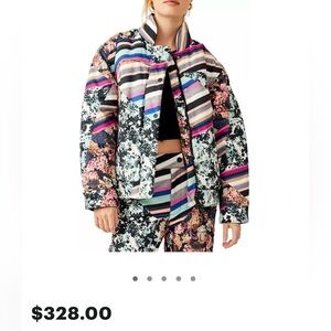 $328 NWT Free People Movement Bunny Slope Jacket in Black Diamond Print XS
